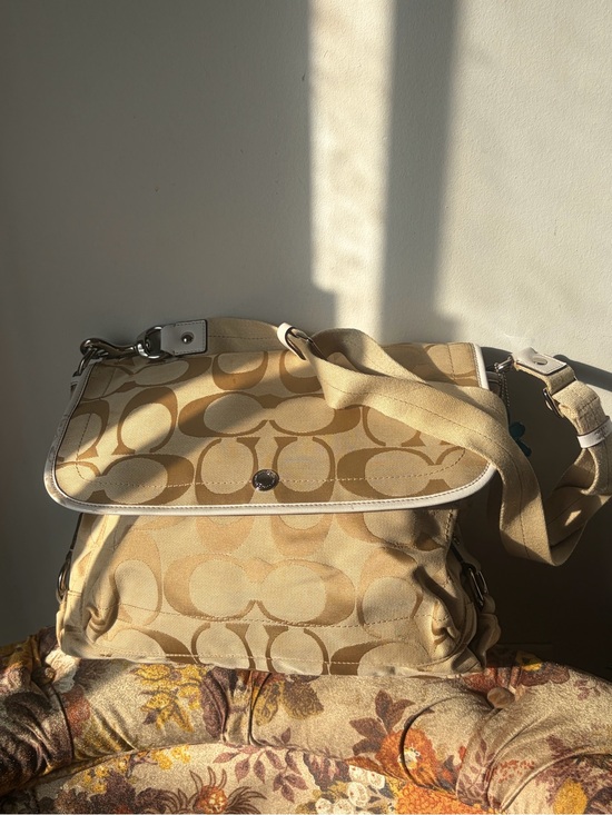 Coach Handbags - Coach Tan Signature Canvas Shoulder Bag
